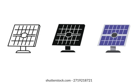 Diferentes estilos de iconos de paneles solares