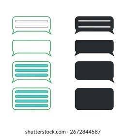 Diferentes estilos de bolhas de mensagem de texto para design de interface de usuário e comunicação representando um diálogo ou conversação para plataformas digitais