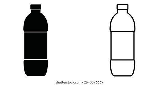 Different styles of water bottle icon showcasing a black silhouette and a white outline against a plain background