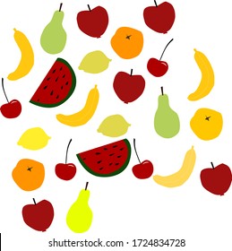 Different summer colored fruits. Vector