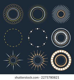 different sunburst elements for decoration. signs and symbols of sunburst vector