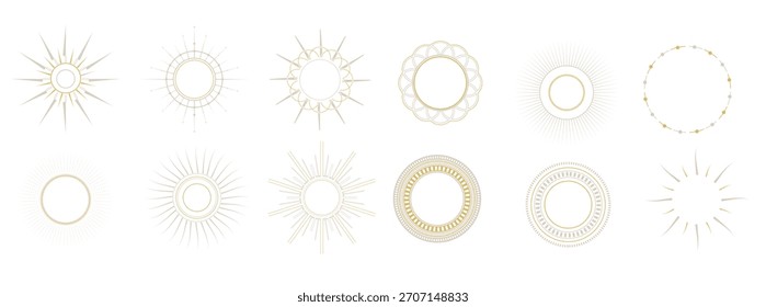 diferentes elementos de explosão solar para sinais de decoração