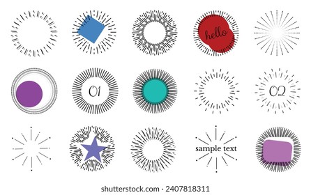 Different Sunburst Set - Colorful Vector Illustrations Isolated On White Background