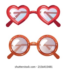 Different sunglasses isolated graphic design set. Vector flat cartoon graphic design illustration