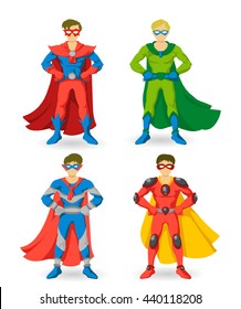 Different superhero characters set, vector illustration