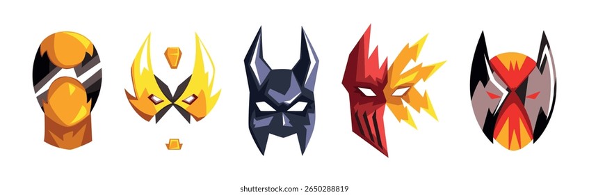 Different Superhero Mask and Face Cover Vector Set