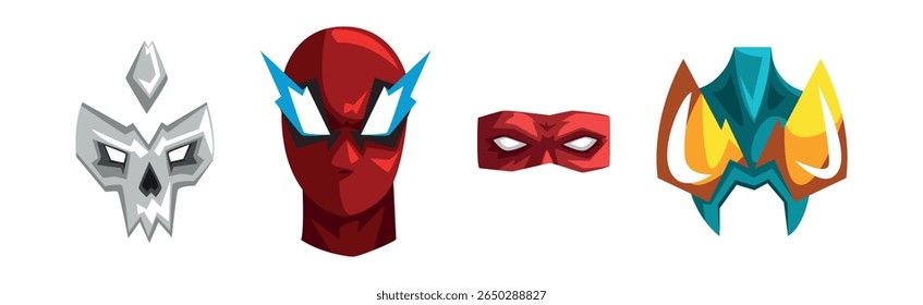 Different Superhero Mask and Face Cover Vector Set