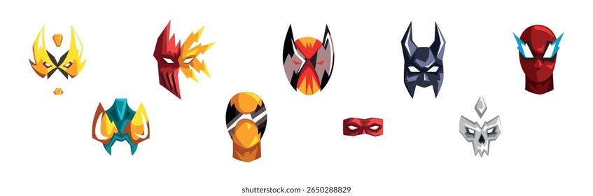 Different Superhero Mask and Face Cover Vector Set