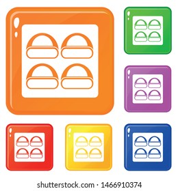 Different sushi icons set collection vector 6 color isolated on white background