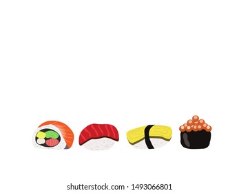 Different sushi on a white background