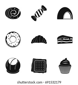 Different sweet icon set. Simple style set of 9 sweet vector icons for web isolated on white background