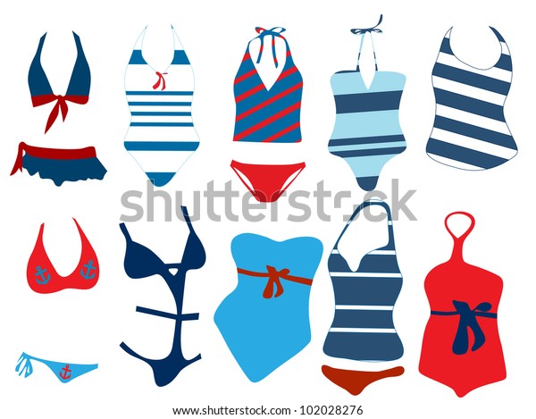 Different Swimsuit Stock Vector (Royalty Free) 102028276 | Shutterstock