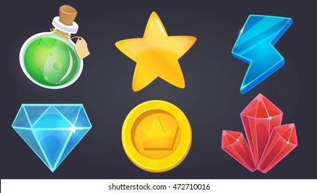Different symbols and icons of game elements