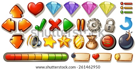 Different symbols and icons of game elements