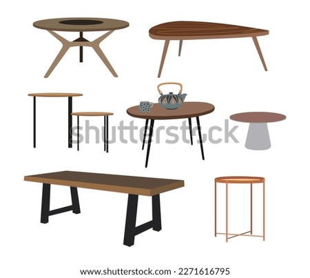 Different Table set vector isolated on white.