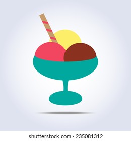 Different tastes ice-cream in a glass . Vector illustration