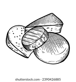 Different tasty cheese on white background