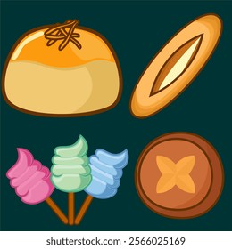 Different tasty food set vector Vectors images