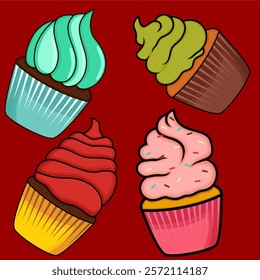 Different tasty food set vector Vectors images