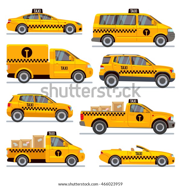 Different taxi types\
flat vector\
collection