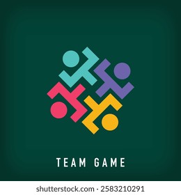 Different team game logo design. Team team and together sport logo template. vector