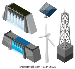 Different technology for energy sources illustration