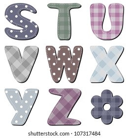 different textile scrapbook alphabet part 3