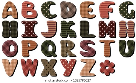 different texture scrapbook alphabet on white background	
