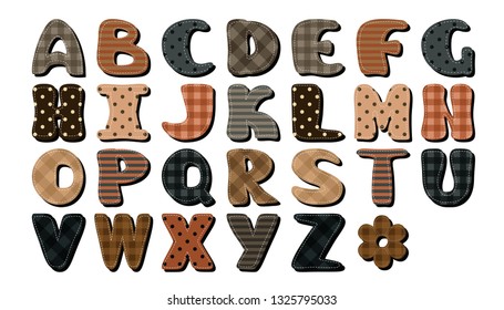 different texture scrapbook alphabet on white background	
