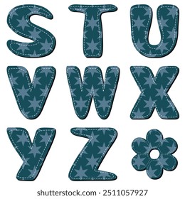 different texture scrapbook alphabet on white background