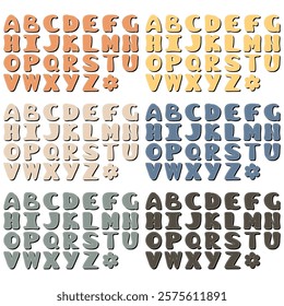 different texture scrapbook alphabet on white background	
