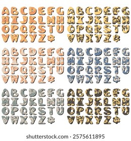 different texture scrapbook alphabet on white background	
