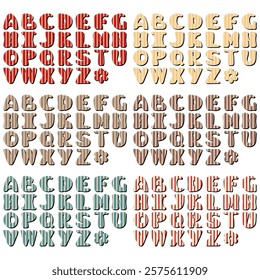 different texture scrapbook alphabet on white background	
