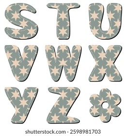 different texture scrapbook alphabet on white background	