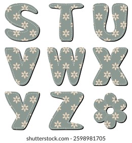 different texture scrapbook alphabet on white background	