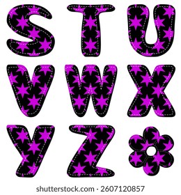 different texture scrapbook alphabet on white background	
