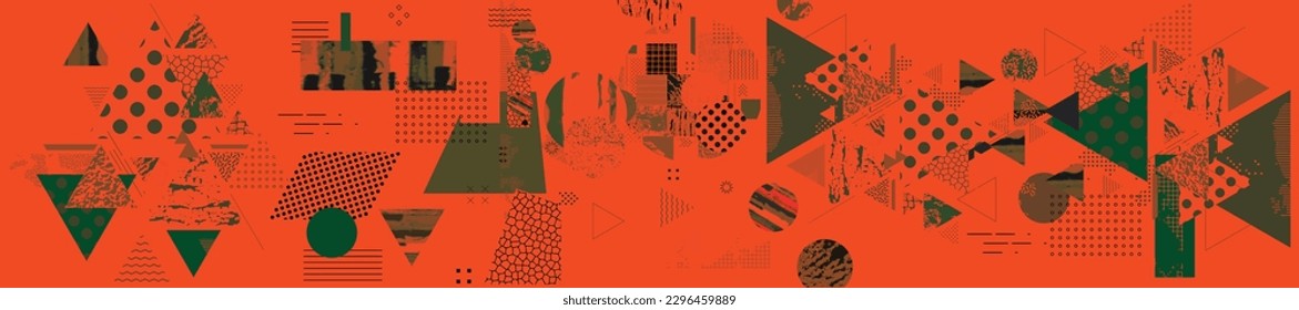 Different textures and shapes artistic vector illustration collage. Colorful abstract design, creative background for banner, brochure, card, invitation, flyer, placard, poster, report artwork	