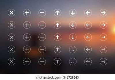 Different Thickness Arrows Set Of Vector Buttons With Next, Previous, Delete, Add, Down, Up