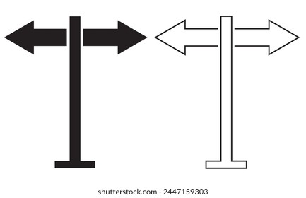 Different thickness signage icon set. Modern road signs silhouettes. Signpost writing, pointer line icon, outline vector sign, isolated linear style pictogram. Symbol, logo. Editable stroke. EPS 10 