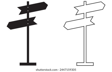 Different thickness signage icon set. Modern road signs silhouettes. Signpost writing, pointer line icon, outline vector sign, isolated linear style pictogram. Symbol, logo. Editable stroke. EPS 10 