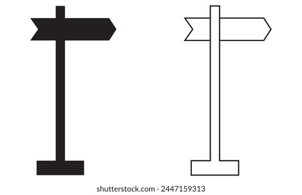 Different thickness signage icon set. Modern road signs silhouettes. Signpost writing, pointer line icon, outline vector sign, isolated linear style pictogram. Symbol, logo. Editable stroke. EPS 10 