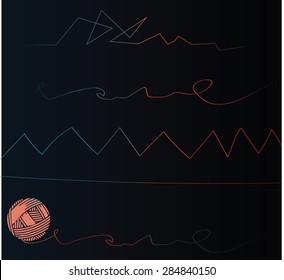 Different thread gradient. ball of yarn. vector