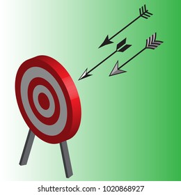 The different three arrows hitting the archery target design with illustration - Goal target of concept