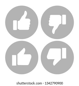different thumbs up down likes on empty background