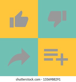 different thumbs up likes with arrow and list