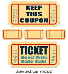 Different tickets with blank templates over white