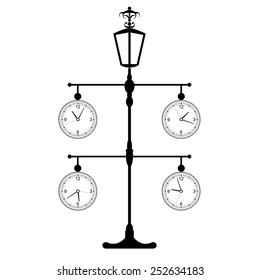 different time clock on a light pole
