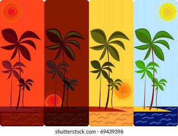 Different time of days for a desert island