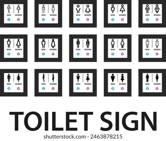 Different Toilet Sign vector man and women, silhouette toilet sign vector icons, male and female