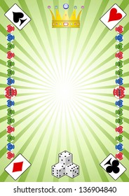 Different tools of casino are on the pattern.